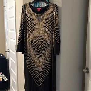 Sunny Leigh Black and Gold Patterned Dress medium